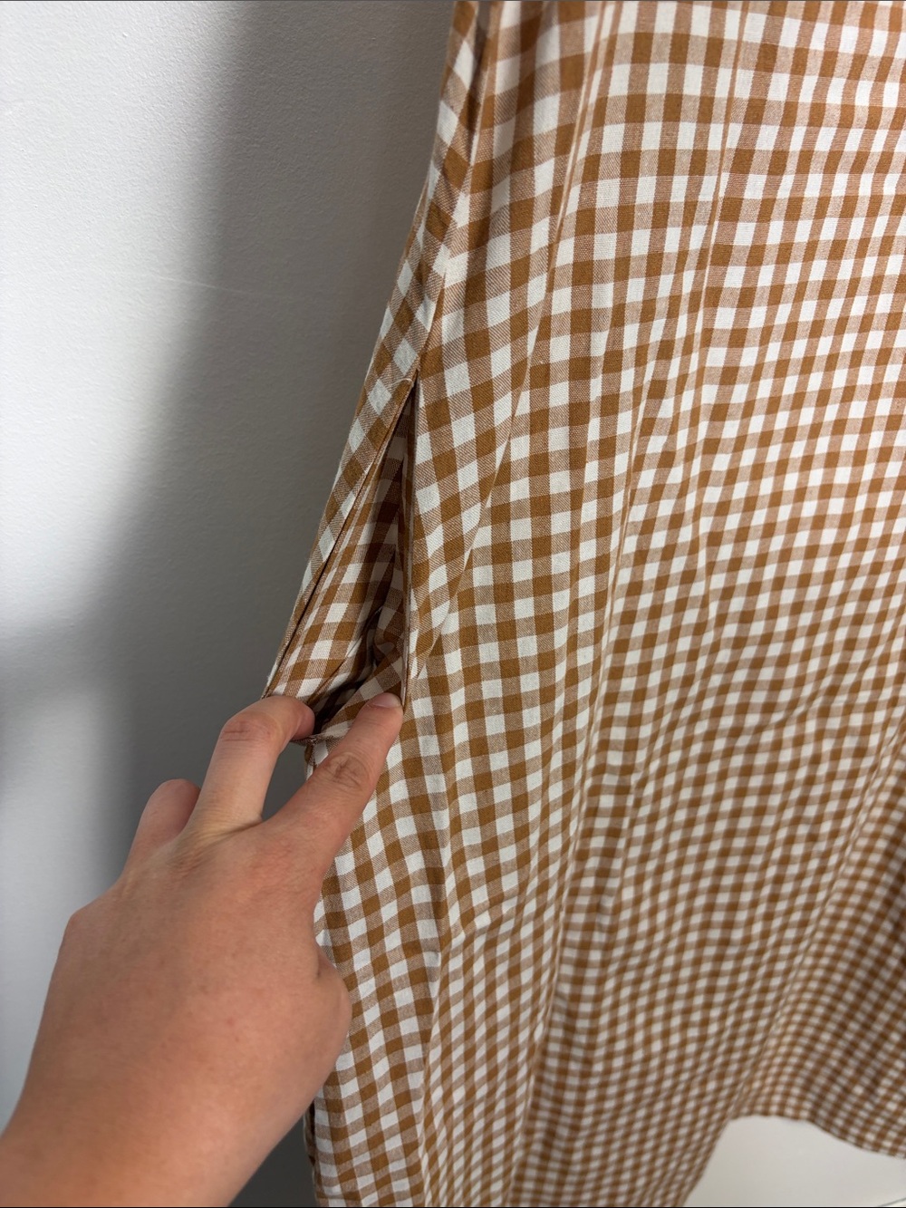 LOMON Brown White Gingham 100% Cotton Sheath Maxi Dress Women’s Size Medium NWT - Picture 3 of 9